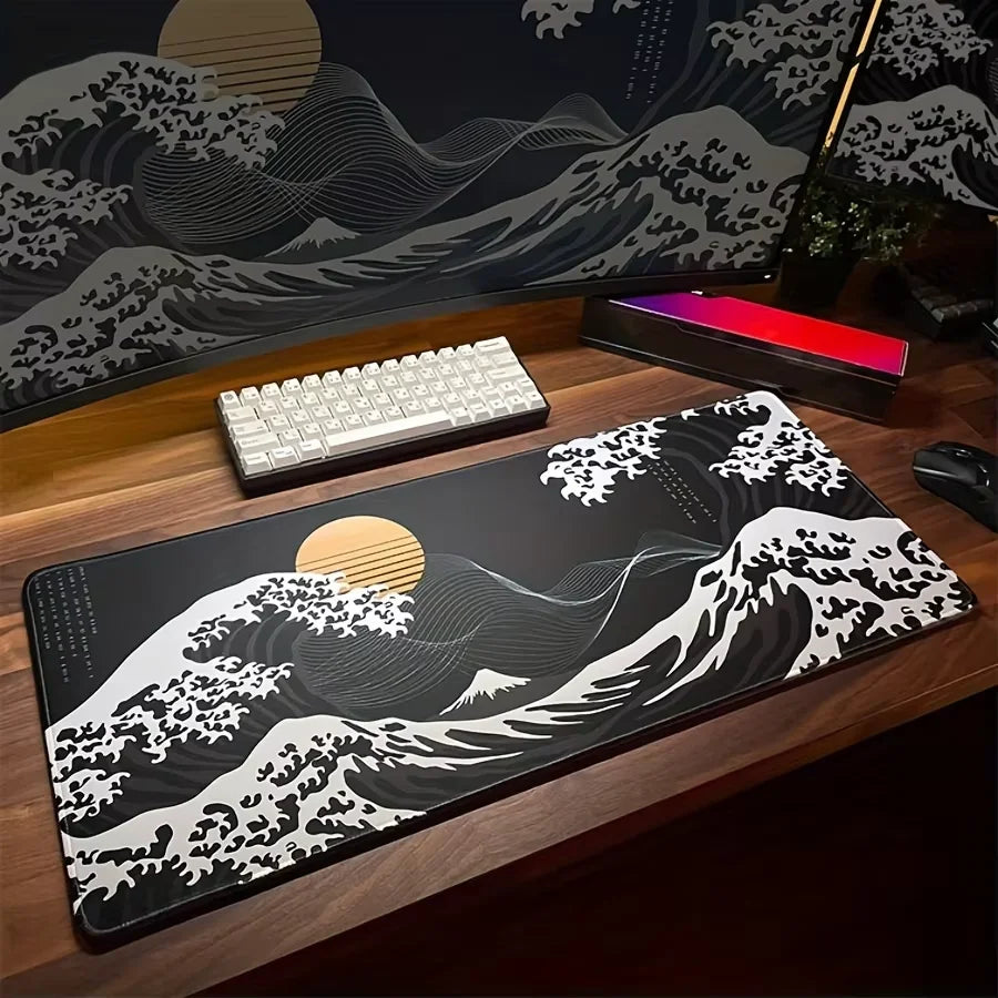 Black Wave Mouse Mat